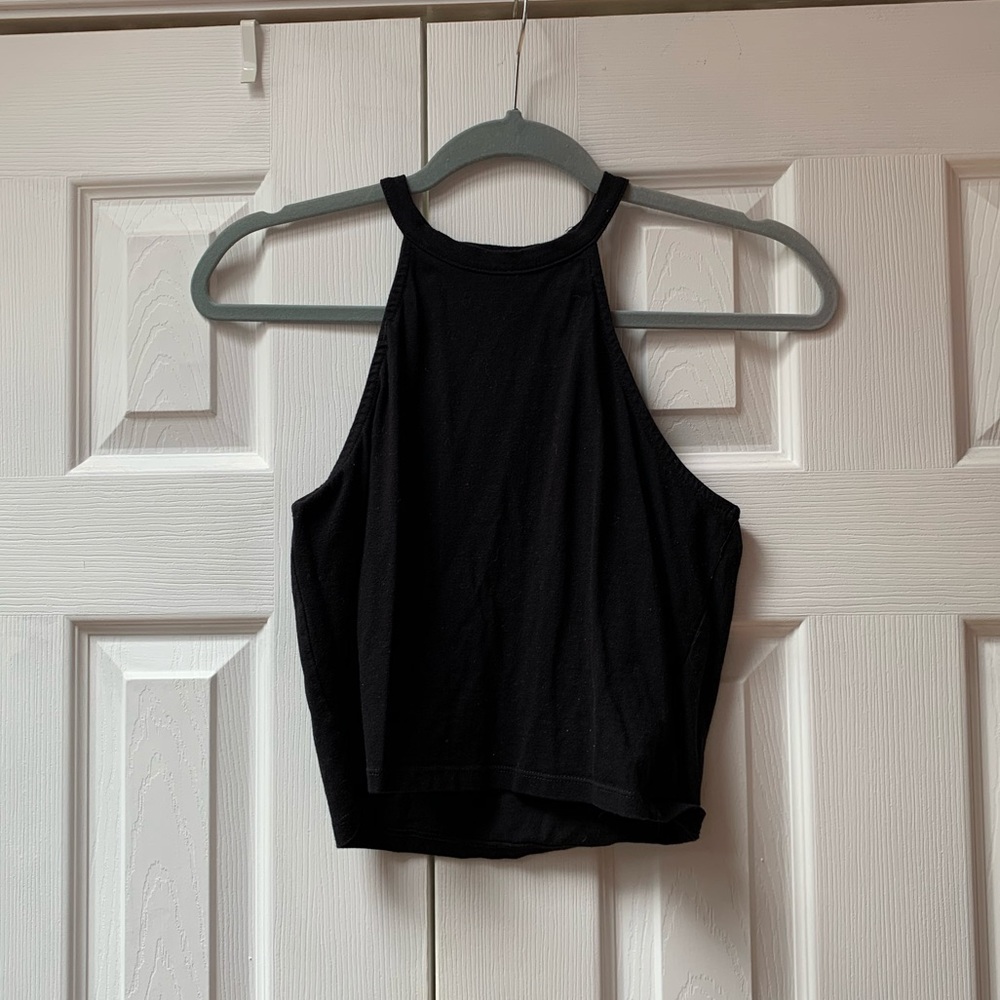 Black high neck crop top